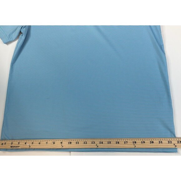 Criquet Polo Shirt Mens Large Blue Pink Striped Stretch Performance Golf - Picture 11 of 14